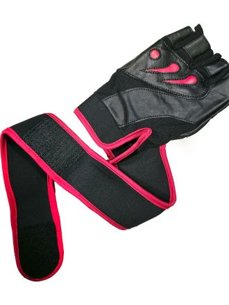 دستکش مردانه بدنسازی نایک (Nike) 🧤 | مچ‌بنددار (مشکی قرمز)