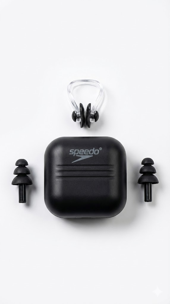 خرید ست گوش گیر و دماغ گیر شنا اسپیدو Speedo سیلیکونی ضد آب همراه با قاب نگهدارنده