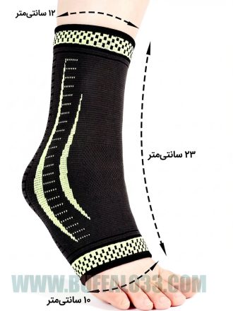 خرید قوزک بند جورابی ورزشی کشی جفتی رنگ مشکی و سبز پاشنه باز