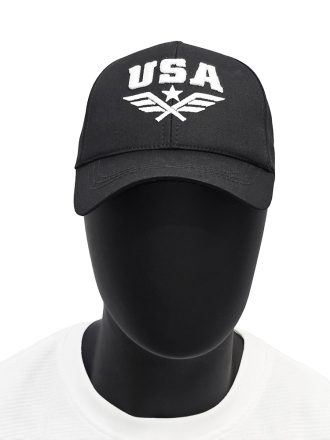 خرید کلاه نقاب دار طرح USA مشکی با گلدوزی سفید پرتراکم پارچه کتان باکیفیت کپ جذاب