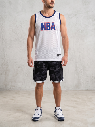 رکابی ورزشی مردانه بسکتبالی طرح nba پارچه توری تنفس پذیر قواره باکسی لش گلدوزی شده