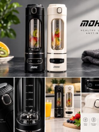 شیکر مخلوط کن شارژی 12 تیغه برند MoHL مدل aj-02 با ظرفیت 600 میلی لیتر بدنه سیلیکونی